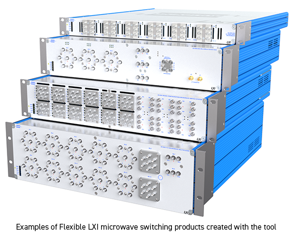 Examples of Flexible LXI microwave switching products create with microwave-switchi-design-tool